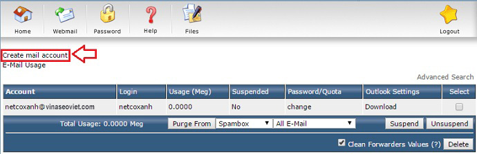 Chọn Create mail account