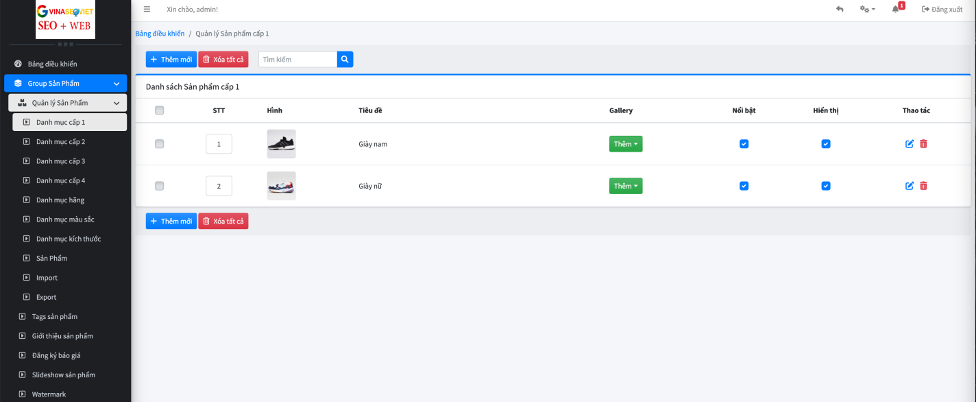 Hướng dẫn quản trị website