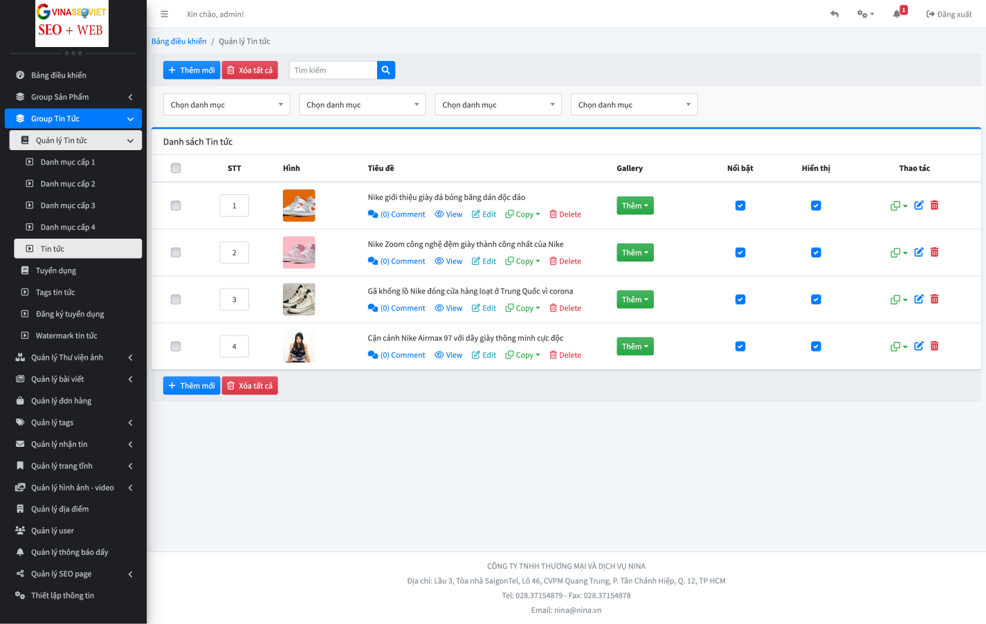 Hướng dẫn quản trị website