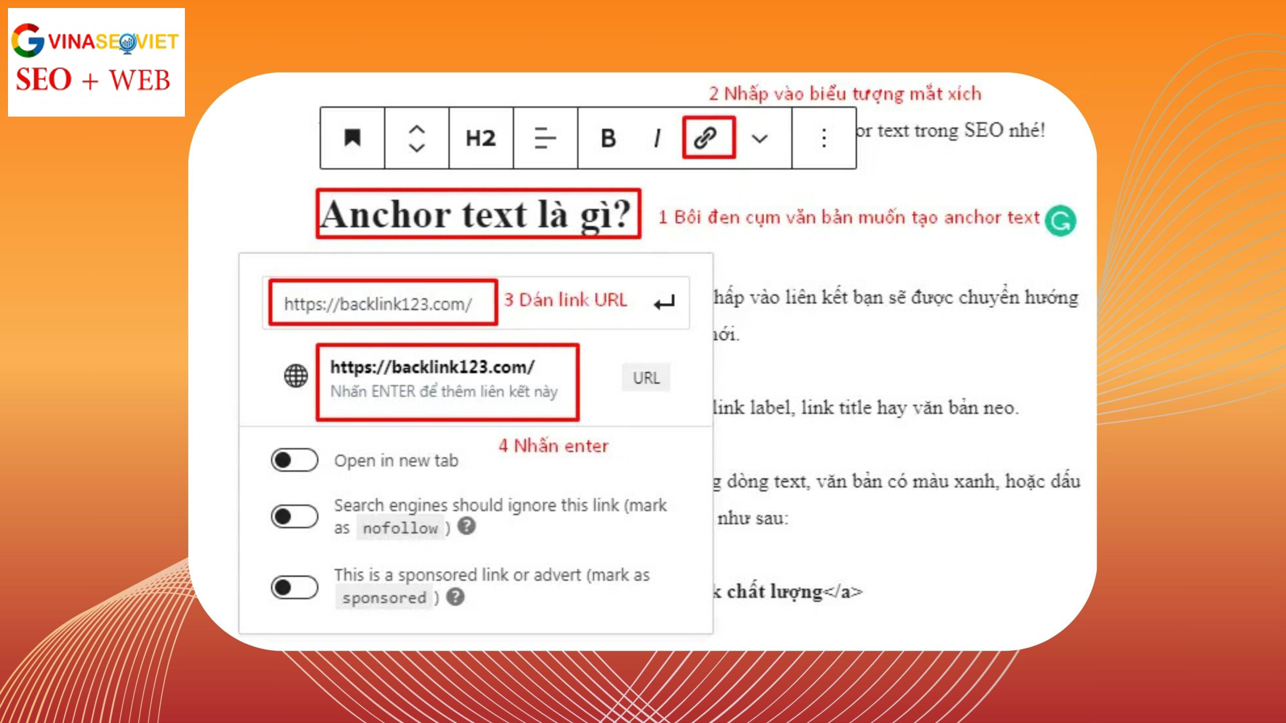 Cách gắn anchor text