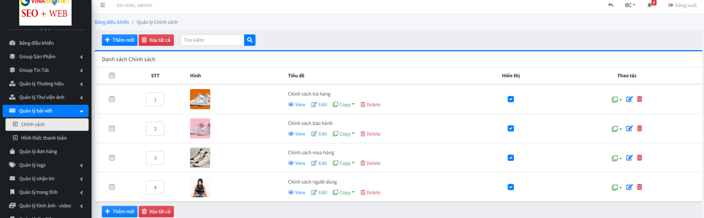 Hướng dẫn quản trị website
