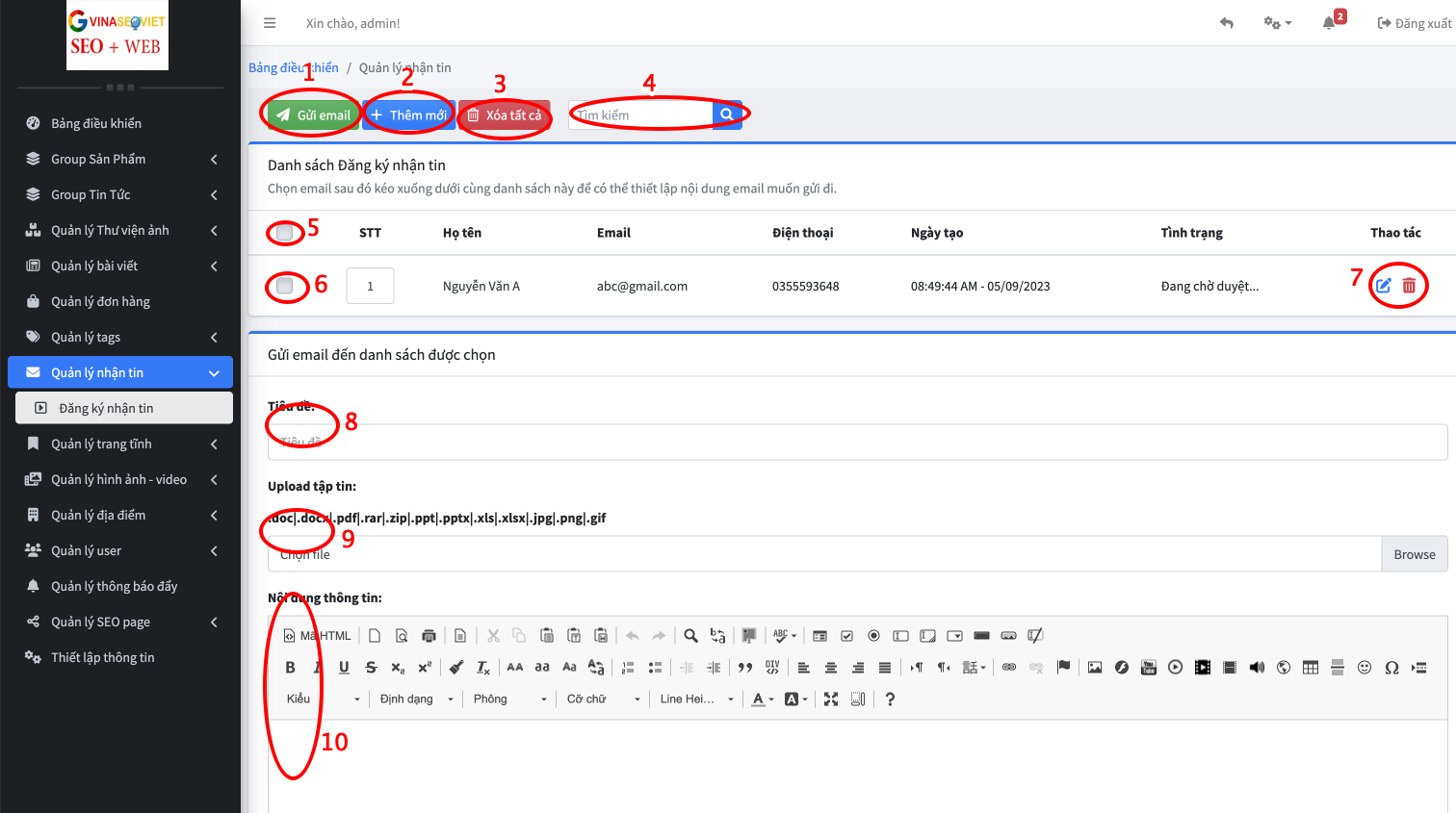 Hướng dẫn quản trị website