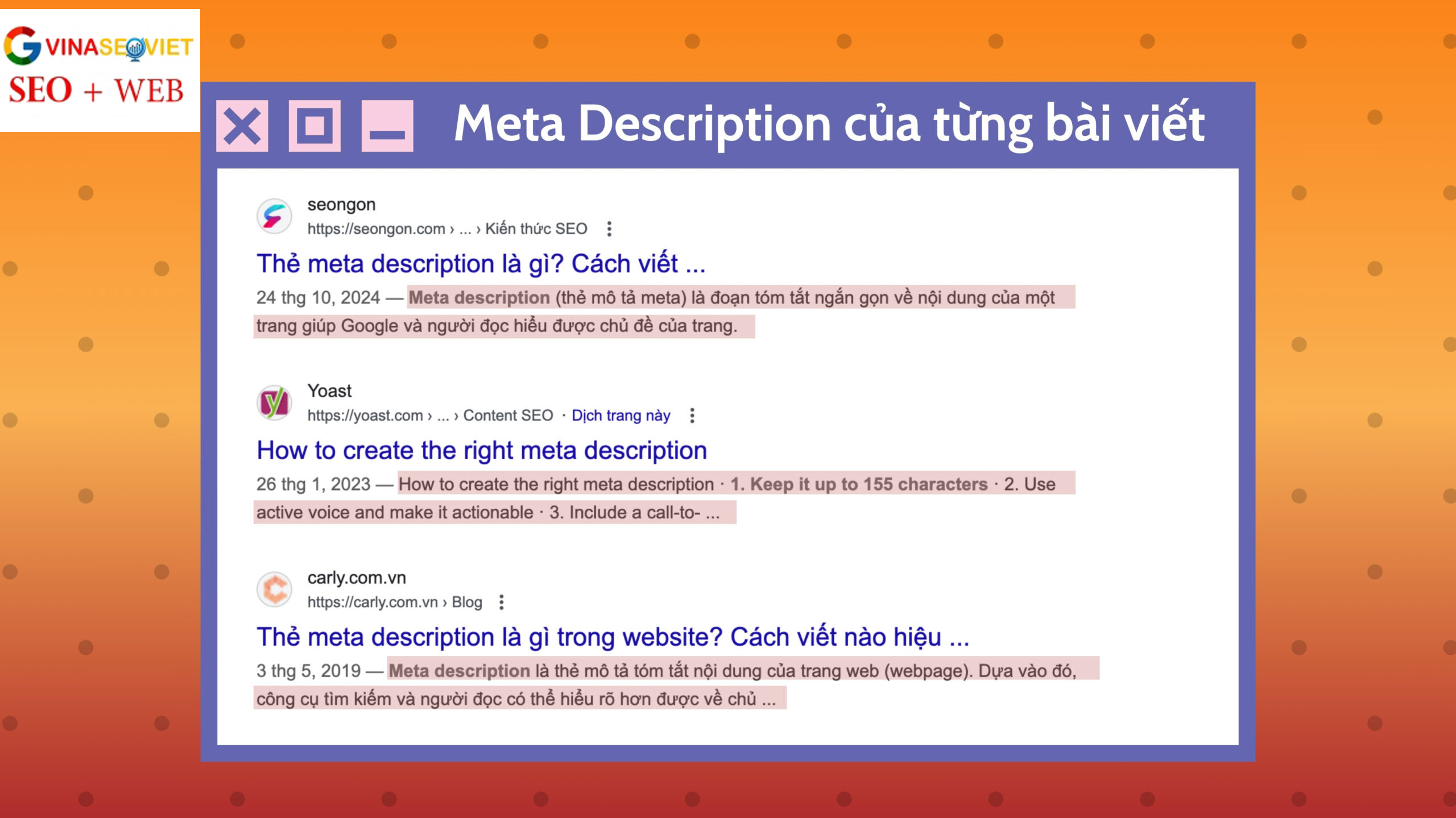 Meta description của từng bài viết