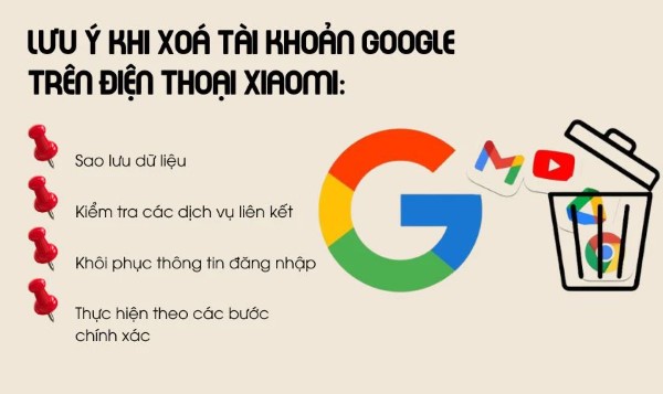 Một số điểm cần chú ý trước khi xóa tài khoản Google trên điện thoại Xiaomi