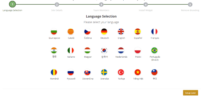 Lựa chọn ngôn ngữ trong Tawk.to